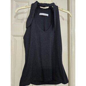 Matrix Vibes Black Sleeveless Bow Tie Neck Tank Top Womens M